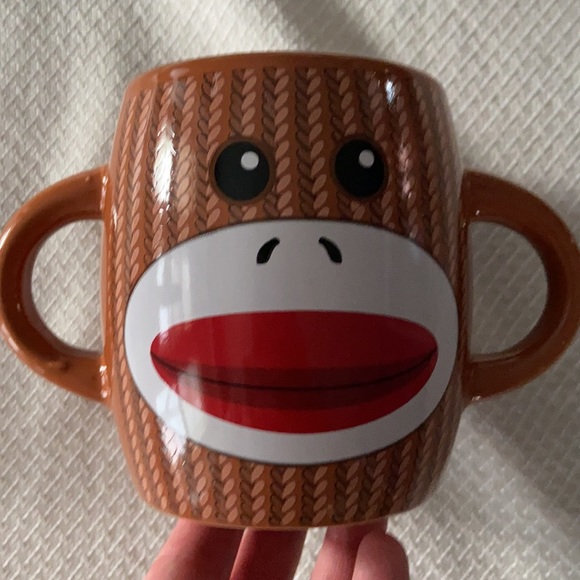 Sock Monkey Double Handle Mug - Picture 3 of 5